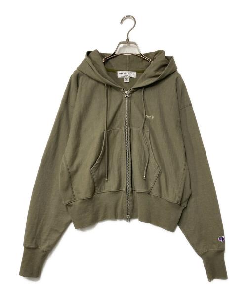Americana（アメリカーナ）Americana (アメリカーナ) クロップドスウェットパーカー カーキ サイズ:-の古着・服飾アイテム
