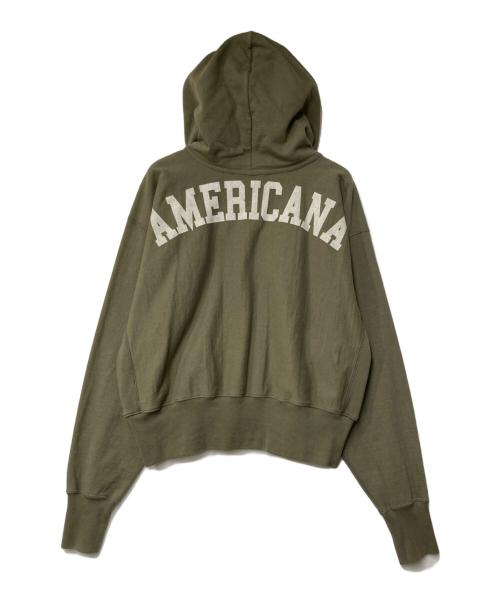 Americana（アメリカーナ）Americana (アメリカーナ) クロップドスウェットパーカー カーキ サイズ:-の古着・服飾アイテム