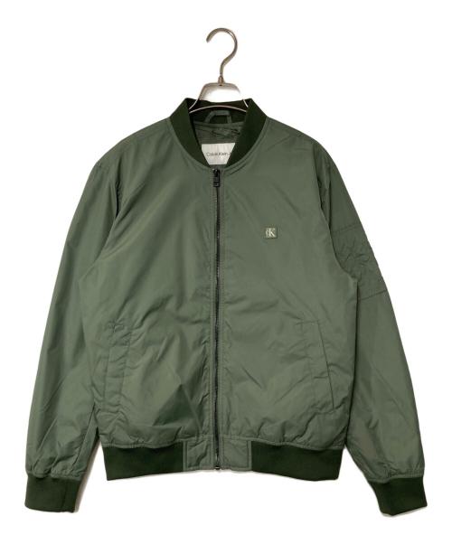 Calvin Klein Jeans（カルバンクラインジーンズ）Calvin Klein Jeans (カルバンクラインジーンズ) ナイロン ボンバージャケット オリーブ サイズ:Sの古着・服飾アイテム