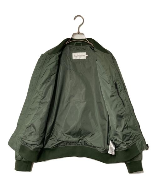 Calvin Klein Jeans（カルバンクラインジーンズ）Calvin Klein Jeans (カルバンクラインジーンズ) ナイロン ボンバージャケット オリーブ サイズ:Sの古着・服飾アイテム