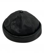 CA4LAカシラ）の古着「レザーロールキャップ」｜ブラック
