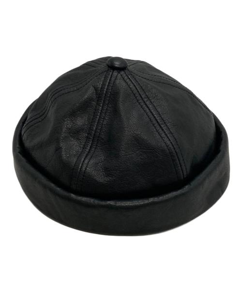 CA4LA（カシラ）CA4LA (カシラ) レザーロールキャップ ブラックの古着・服飾アイテム