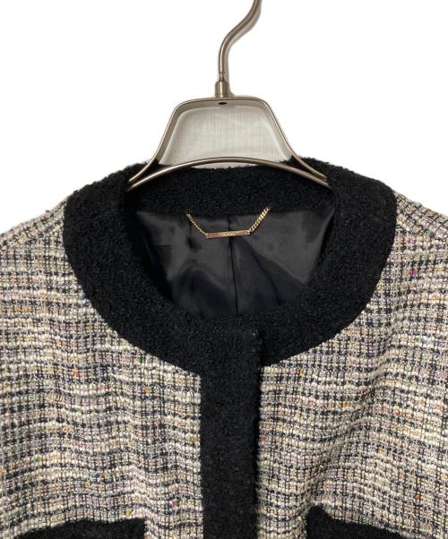 CELFORD（セルフォード）CELFORD (セルフォード) ループトリミングコート ブラック×ホワイト サイズ:38の古着・服飾アイテム