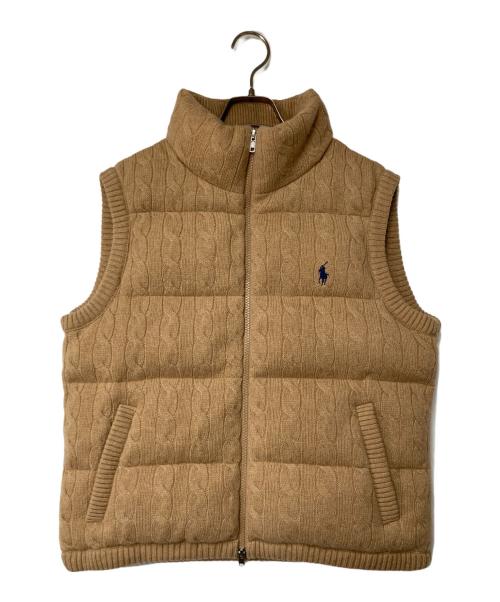 POLO RALPH LAUREN（ポロ・ラルフローレン）POLO RALPH LAUREN (ポロ・ラルフローレン) ケーブルニット ウールカシミヤ キルテッド ベスト ブラウン サイズ:Sの古着・服飾アイテム