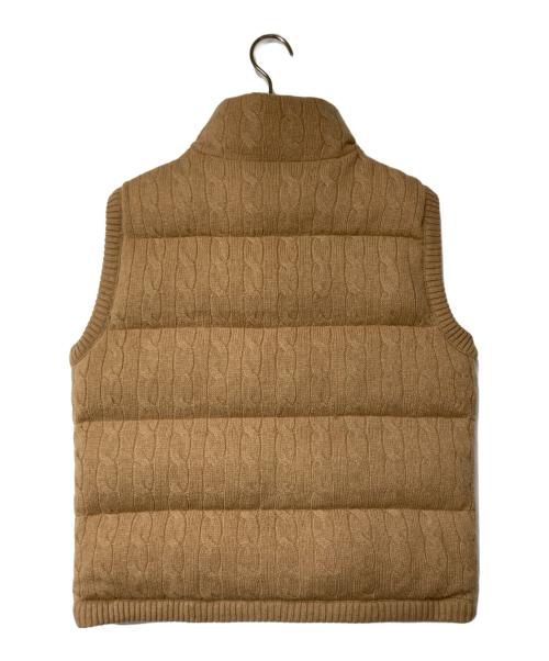 POLO RALPH LAUREN（ポロ・ラルフローレン）POLO RALPH LAUREN (ポロ・ラルフローレン) ケーブルニット ウールカシミヤ キルテッド ベスト ブラウン サイズ:Sの古着・服飾アイテム