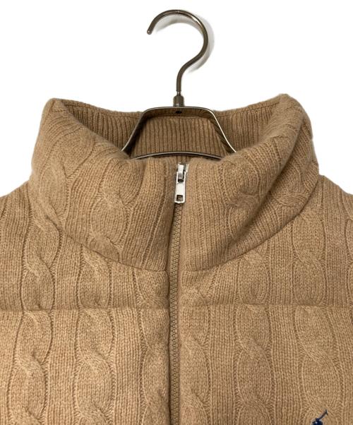 POLO RALPH LAUREN（ポロ・ラルフローレン）POLO RALPH LAUREN (ポロ・ラルフローレン) ケーブルニット ウールカシミヤ キルテッド ベスト ブラウン サイズ:Sの古着・服飾アイテム
