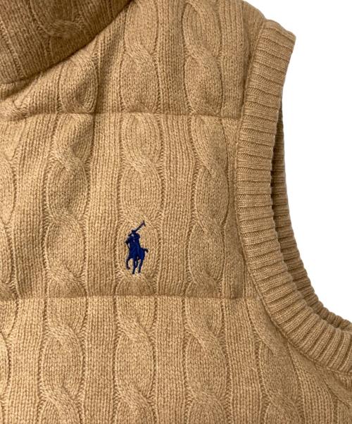 POLO RALPH LAUREN（ポロ・ラルフローレン）POLO RALPH LAUREN (ポロ・ラルフローレン) ケーブルニット ウールカシミヤ キルテッド ベスト ブラウン サイズ:Sの古着・服飾アイテム