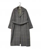 YUNIユニ）の古着「チェックチェスターコート」｜グレー×グリーン