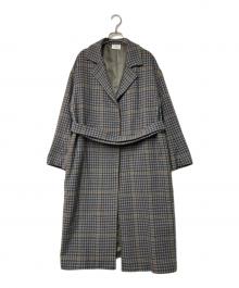 YUNI（ユニ）の古着「チェックチェスターコート」｜グレー×グリーン