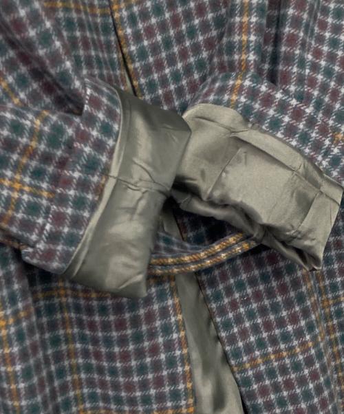 YUNI（ユニ）YUNI (ユニ) チェックチェスターコート グレー×グリーン サイズ:Fの古着・服飾アイテム