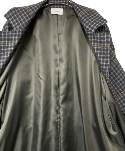 YUNI（ユニ）YUNI (ユニ) チェックチェスターコート グレー×グリーン サイズ:Fの古着・服飾アイテム