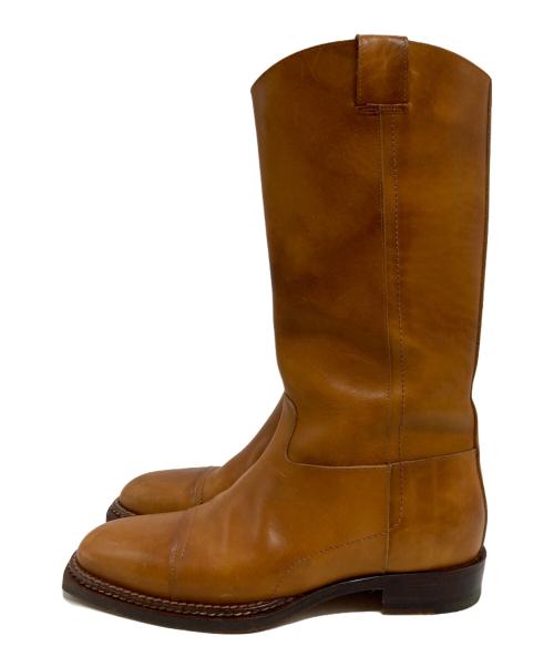 Maison Martin Margiela 22（メゾンマルタンマルジェラ）Maison Martin Margiela 22 (メゾンマルタンマルジェラ) スクエアトゥ レザーロングブーツ ブラウン サイズ:36の古着・服飾アイテム