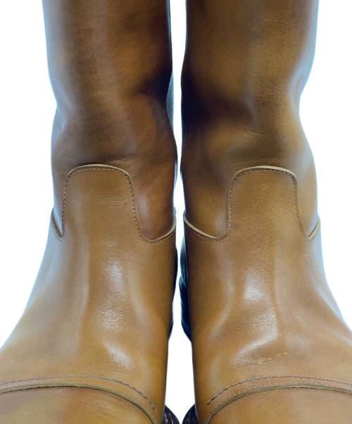 Maison Martin Margiela 22（メゾンマルタンマルジェラ）Maison Martin Margiela 22 (メゾンマルタンマルジェラ) スクエアトゥ レザーロングブーツ ブラウン サイズ:36の古着・服飾アイテム