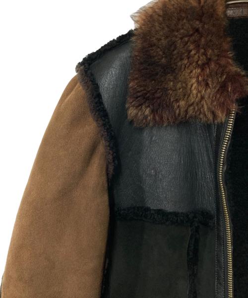 Carel Van Laere（キャレルヴァンラーレ）Carel Van Laere (キャレルヴァンラーレ) ボアムートンジャケット ブラック×ブラウン サイズ:Mの古着・服飾アイテム