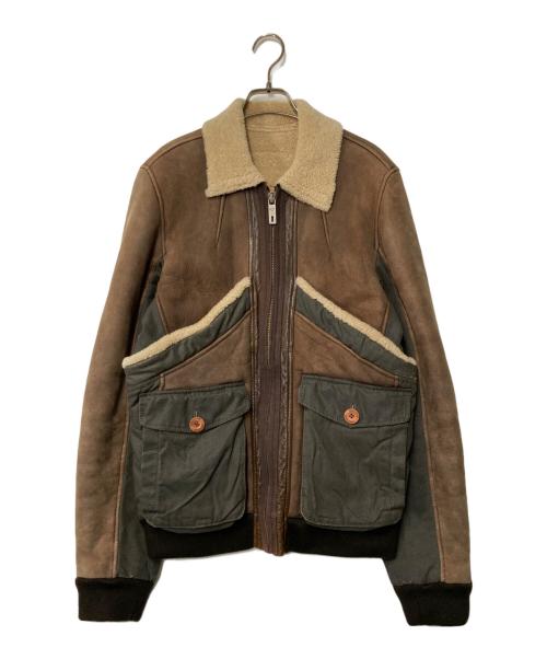 CHEVIGNON（シェビニオン）CHEVIGNON (シェビニオン) ボアムートンブルゾン ブラウン×グレー サイズ:Sの古着・服飾アイテム