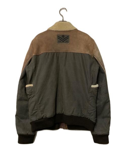 CHEVIGNON（シェビニオン）CHEVIGNON (シェビニオン) ボアムートンブルゾン ブラウン×グレー サイズ:Sの古着・服飾アイテム