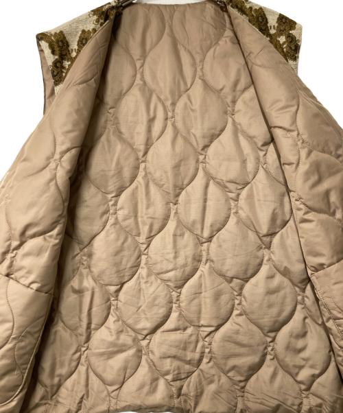 superNova.（スーパーノヴァ）superNova. (スーパーノヴァ) Reversible zip vest - Velvet jacquard / リバーシブルベスト - ベルベットジャガード ベージュ×ブラウン サイズ:Fの古着・服飾アイテム