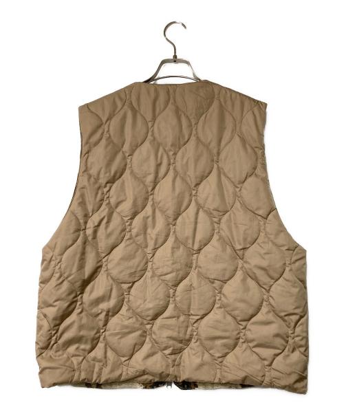 superNova.（スーパーノヴァ）superNova. (スーパーノヴァ) Reversible zip vest - Velvet jacquard / リバーシブルベスト - ベルベットジャガード ベージュ×ブラウン サイズ:Fの古着・服飾アイテム