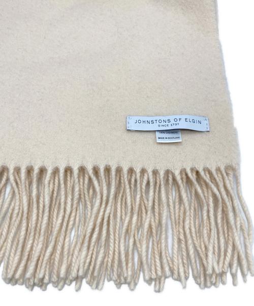 JOHNSTONS OF ELGIN（ジョンストンズオブエルガン）JOHNSTONS OF ELGIN (ジョンストンズオブエルガン) カシミヤフリンジマフラー ベージュの古着・服飾アイテム