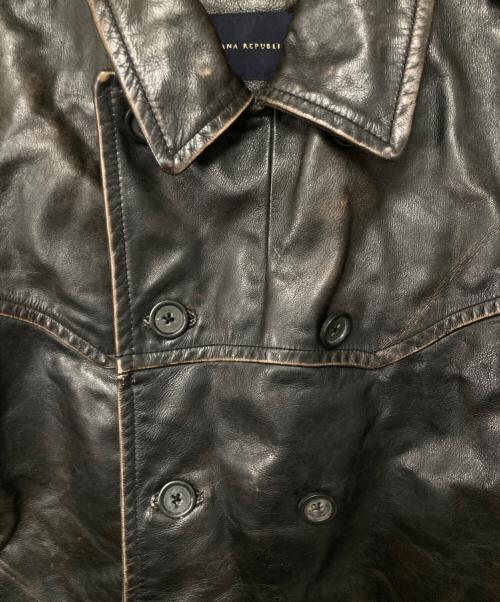 BANANA REPUBLIC（バナナリパブリック）BANANA REPUBLIC (バナナリパブリック) カウレザー ダブルコート ブラック サイズ:Ｍの古着・服飾アイテム