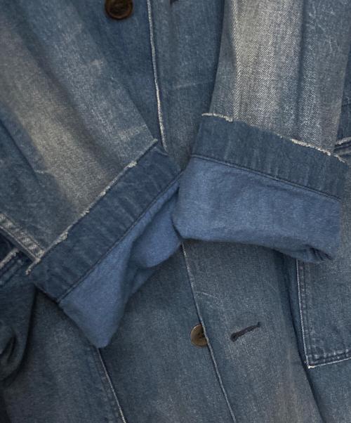 BRU NA BOINNE（ブルーナボイン）BRU NA BOINNE (ブルーナボイン) アルチザンデニム ステンカラーコート インディゴの古着・服飾アイテム