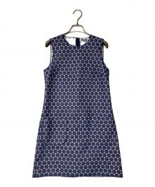 DOLCE & GABBANA（ドルチェ＆ガッバーナ）の古着「ノースリーブ総柄ワンピース」｜ネイビー×ホワイト