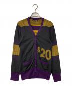 Hysteric Glamourヒステリックグラマー）の古着「カシミヤ混ニットカーディガン」｜グレー×パープル