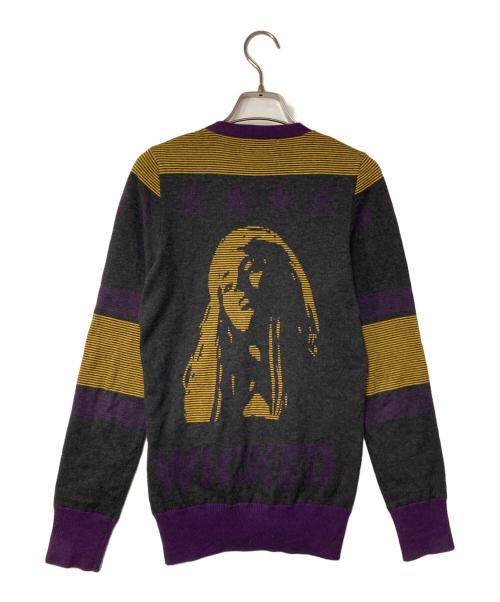 Hysteric Glamour（ヒステリックグラマー）Hysteric Glamour (ヒステリックグラマー) カシミヤ混ニットカーディガン グレー×パープル サイズ:Freeの古着・服飾アイテム