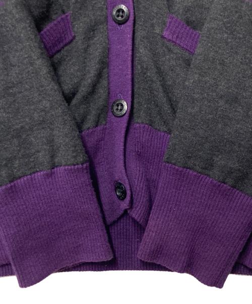 Hysteric Glamour（ヒステリックグラマー）Hysteric Glamour (ヒステリックグラマー) カシミヤ混ニットカーディガン グレー×パープル サイズ:Freeの古着・服飾アイテム