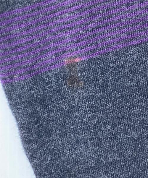 Hysteric Glamour（ヒステリックグラマー）Hysteric Glamour (ヒステリックグラマー) カシミヤ混ニットカーディガン グレー×パープル サイズ:Freeの古着・服飾アイテム