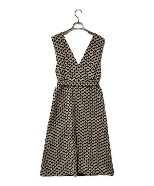 GRACE CLASS（グレースクラス）GRACE CLASS (グレースクラス) キカジャガードラメドレス ブラック×ベージュ サイズ:36の古着・服飾アイテム
