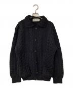 Kerry Woollen Millsケリーウールンミルズ）の古着「ケーブルニットカーディガン」｜ブラック