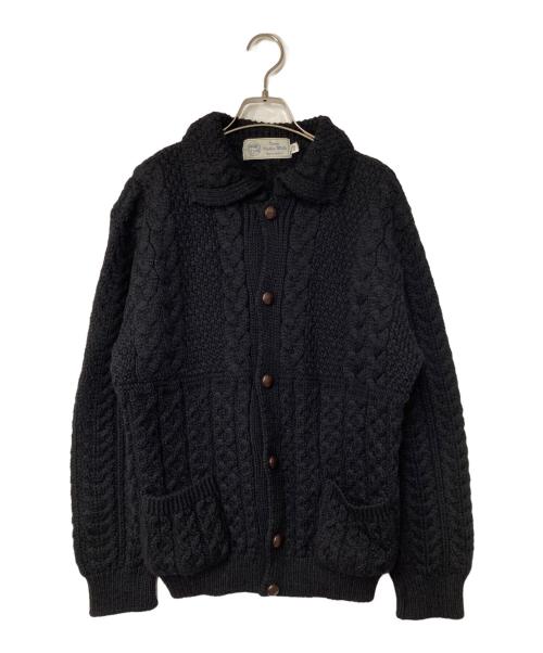 Kerry Woollen Mills（ケリーウールンミルズ）Kerry Woollen Mills (ケリーウールンミルズ) ケーブルニットカーディガン ブラック サイズ:38の古着・服飾アイテム