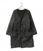 Hug O'Warハグオーワー）の古着「ボアリバーシブル ノーカラーキルティングコート」｜グレー×ブラック