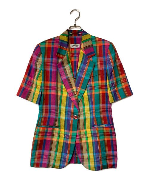 missoni（ミッソーニ）missoni (ミッソーニ) 半袖チェックテーラードジャケット マルチカラー サイズ:SIZE 40の古着・服飾アイテム