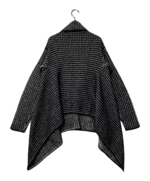 Max Mara Studio（マックスマーラ ストゥディオ）Max Mara Studio (マックスマーラ ストゥディオ) カシミヤモヘヤ混 総柄ニットコート ブラック×ホワイト サイズ:Mの古着・服飾アイテム