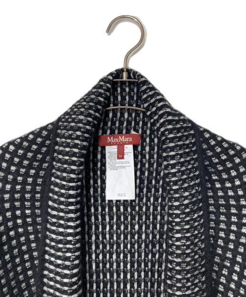 Max Mara Studio（マックスマーラ ストゥディオ）Max Mara Studio (マックスマーラ ストゥディオ) カシミヤモヘヤ混 総柄ニットコート ブラック×ホワイト サイズ:Mの古着・服飾アイテム