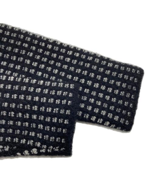 Max Mara Studio（マックスマーラ ストゥディオ）Max Mara Studio (マックスマーラ ストゥディオ) カシミヤモヘヤ混 総柄ニットコート ブラック×ホワイト サイズ:Mの古着・服飾アイテム