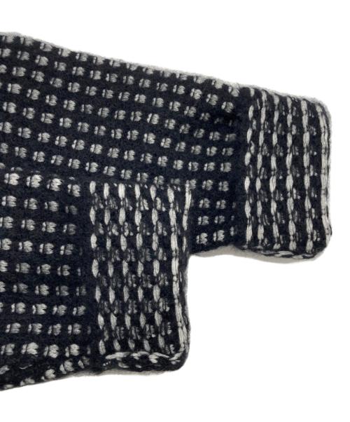 Max Mara Studio（マックスマーラ ストゥディオ）Max Mara Studio (マックスマーラ ストゥディオ) カシミヤモヘヤ混 総柄ニットコート ブラック×ホワイト サイズ:Mの古着・服飾アイテム