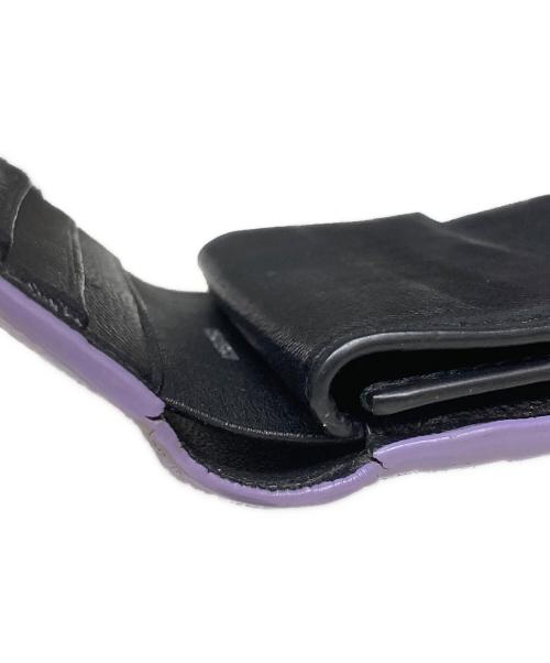 BALENCIAGA（バレンシアガ）BALENCIAGA (バレンシアガ) Cash フラップ付きコイン＆カードホルダー パープル×ブラックの古着・服飾アイテム