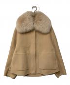 DRAWERドゥロワー）の古着「ビーバーファーカラーメルトン ケヌキ ジャケット」｜ベージュ