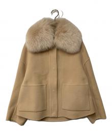 DRAWER（ドゥロワー）の古着「ビーバーファーカラーメルトン ケヌキ ジャケット」｜ベージュ