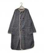45Rフォーティファイブ・アール）の古着「ヘリンボーン ウールニットノーカラーコート」｜ネイビー×グレー