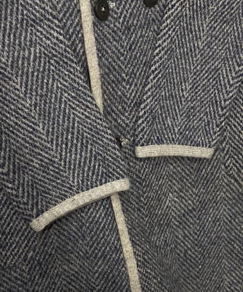 45R（フォーティファイブ・アール）45R (フォーティファイブ・アール) ヘリンボーン ウールニットノーカラーコート ネイビー×グレー サイズ:3の古着・服飾アイテム