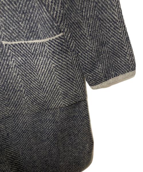 45R（フォーティファイブ・アール）45R (フォーティファイブ・アール) ヘリンボーン ウールニットノーカラーコート ネイビー×グレー サイズ:3の古着・服飾アイテム