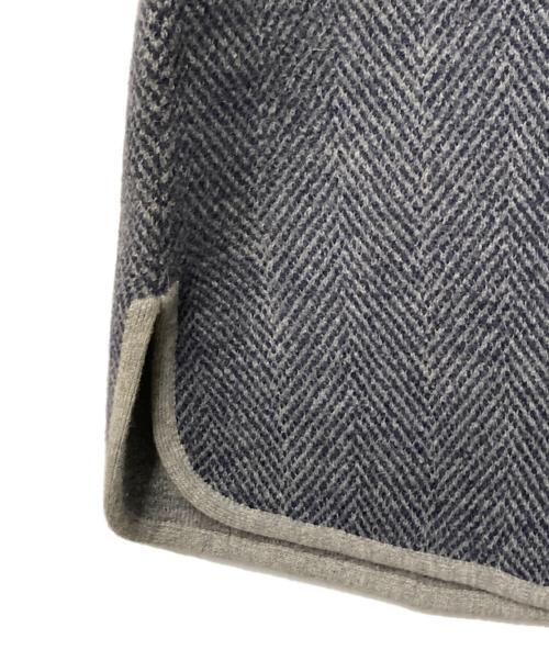 45R（フォーティファイブ・アール）45R (フォーティファイブ・アール) ヘリンボーン ウールニットノーカラーコート ネイビー×グレー サイズ:3の古着・服飾アイテム