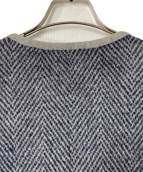 45R（フォーティファイブ・アール）45R (フォーティファイブ・アール) ヘリンボーン ウールニットノーカラーコート ネイビー×グレー サイズ:3の古着・服飾アイテム