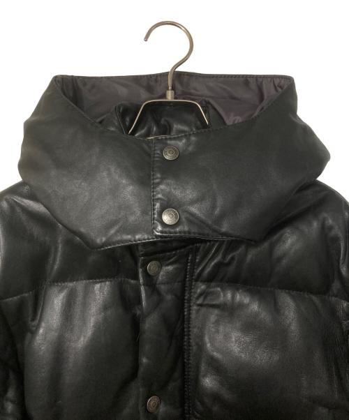 Schott（ショット）Schott (ショット) ラムレザー フーデッドダウンジャケット ブラック サイズ:Mの古着・服飾アイテム