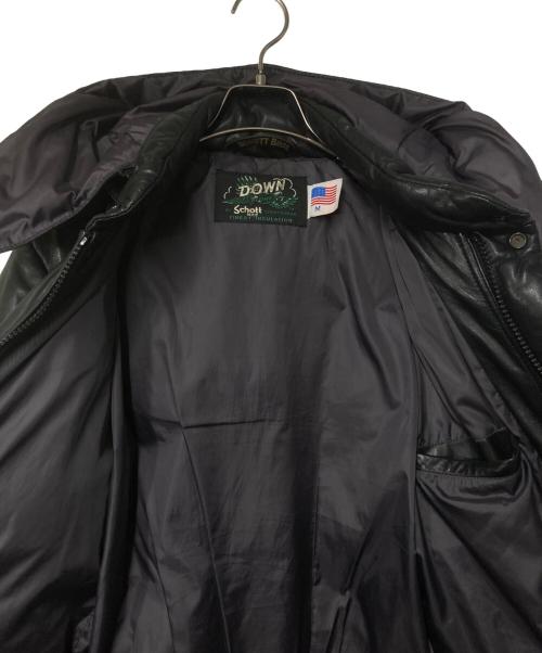 Schott（ショット）Schott (ショット) ラムレザー フーデッドダウンジャケット ブラック サイズ:Mの古着・服飾アイテム
