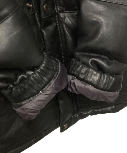Schott（ショット）Schott (ショット) ラムレザー フーデッドダウンジャケット ブラック サイズ:Mの古着・服飾アイテム